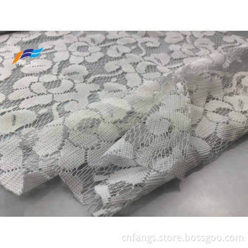 African White Floral Embroidered Mesh Lace Dress Fabric
